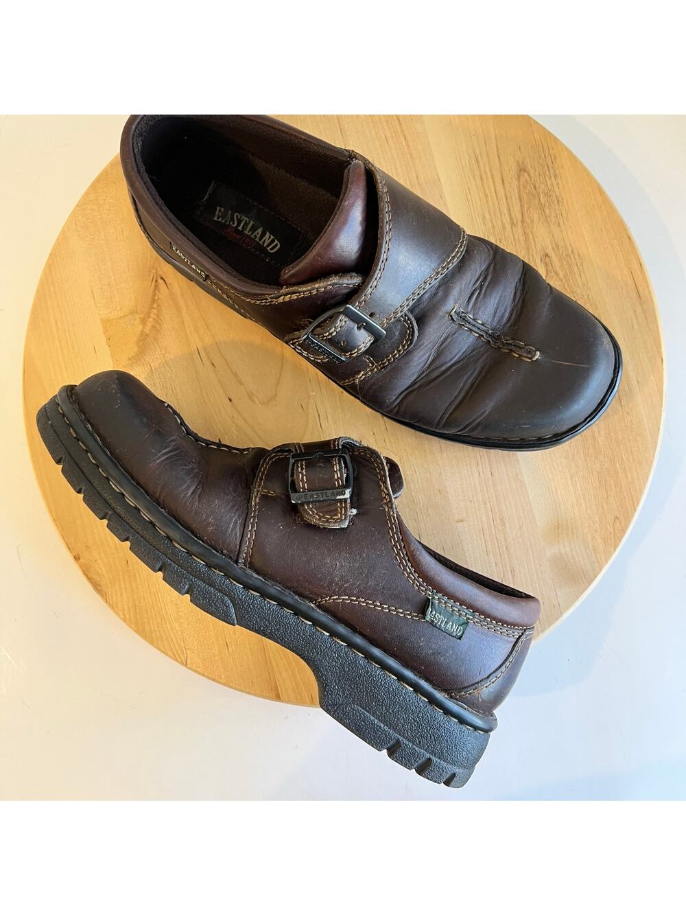 Eastland Syracuse Brown Genuine Leather Buckle Slip on Loafer Boot Size 10